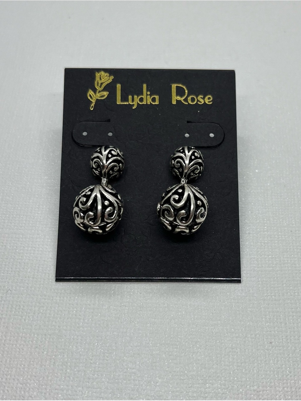 Silver-Tone Filigree Double Drop Earrings